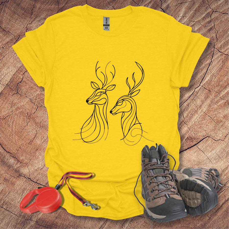 Elegant Deer Line Art T-Shirt