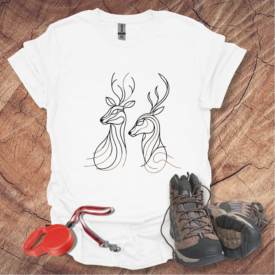 Elegant Deer Line Art T-Shirt