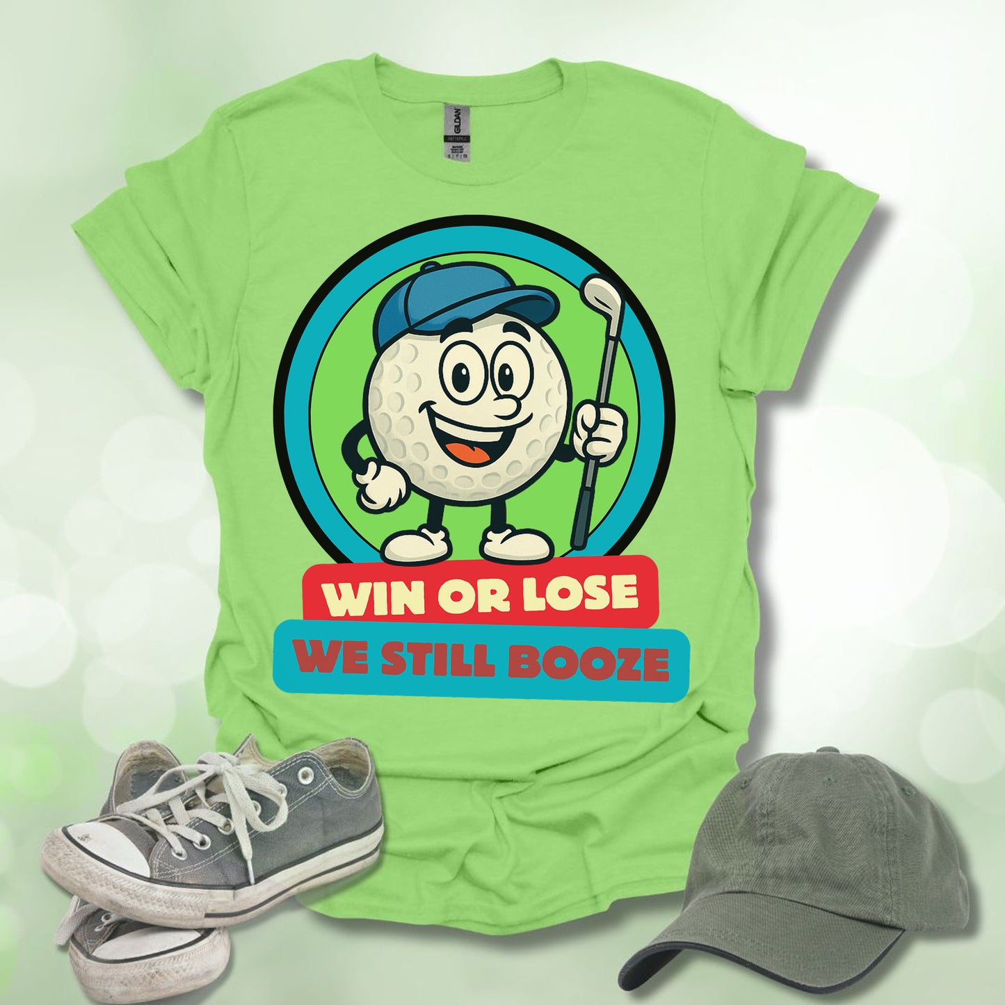 Golf T-shirt - Win or Lose, We Still Booze