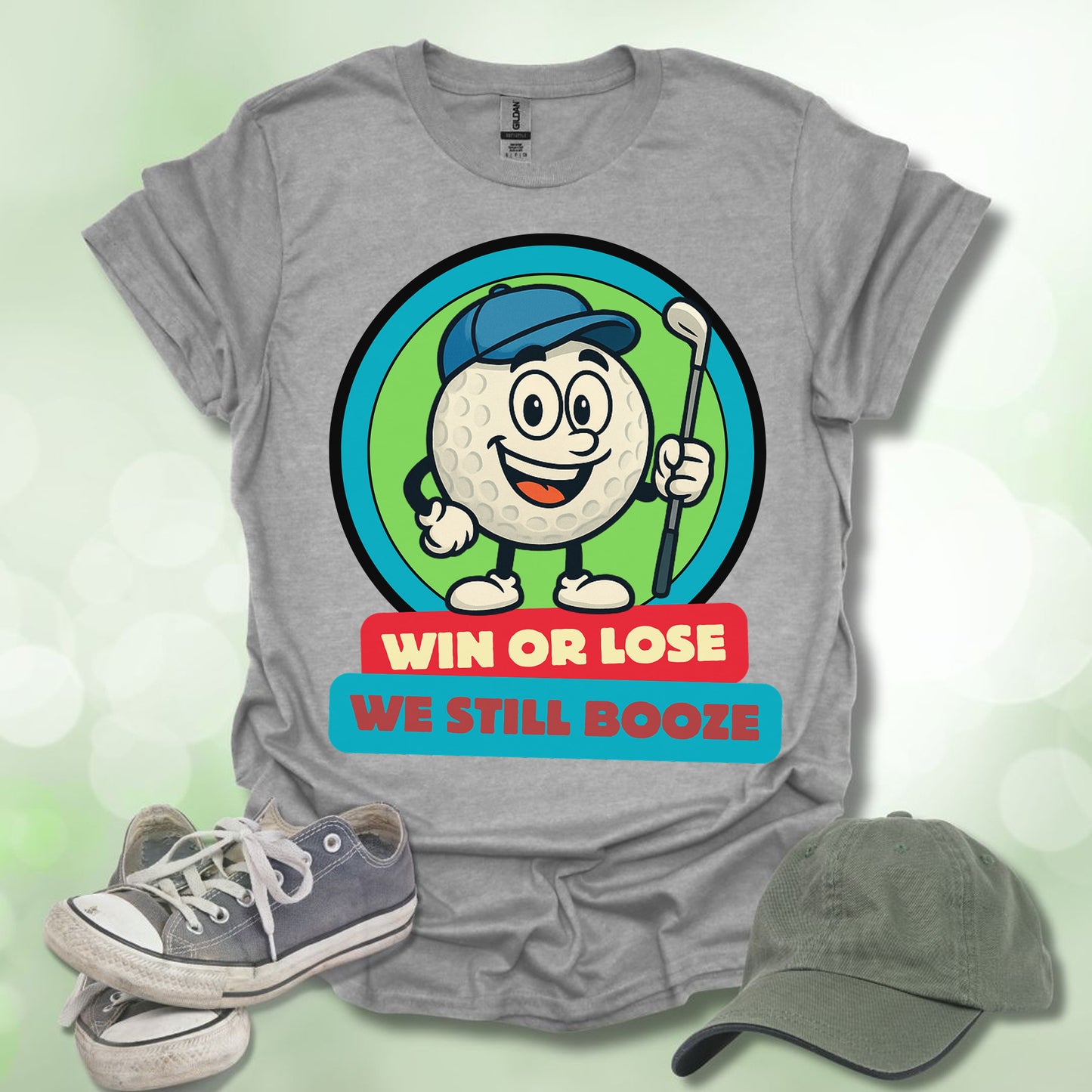 Golf T-shirt - Win or Lose, We Still Booze