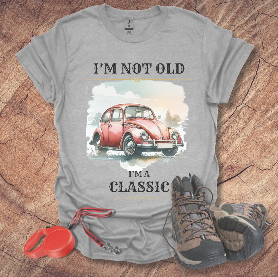 Classic VW Bug Car Lover T-Shirt - "I'm Not Old, I'm A Classic"