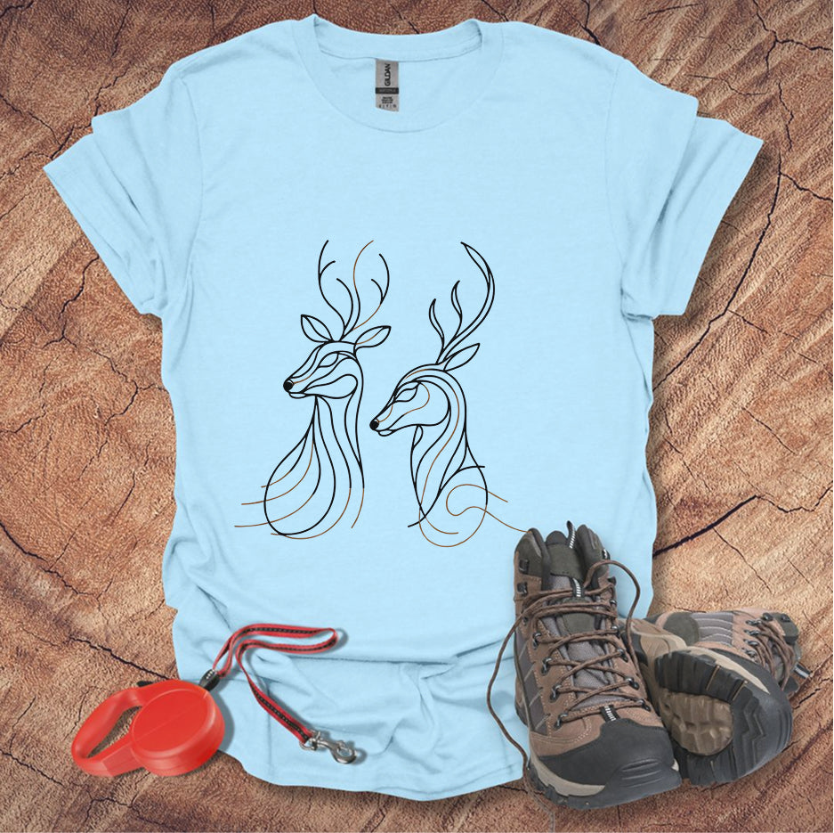 Elegant Deer Line Art T-Shirt