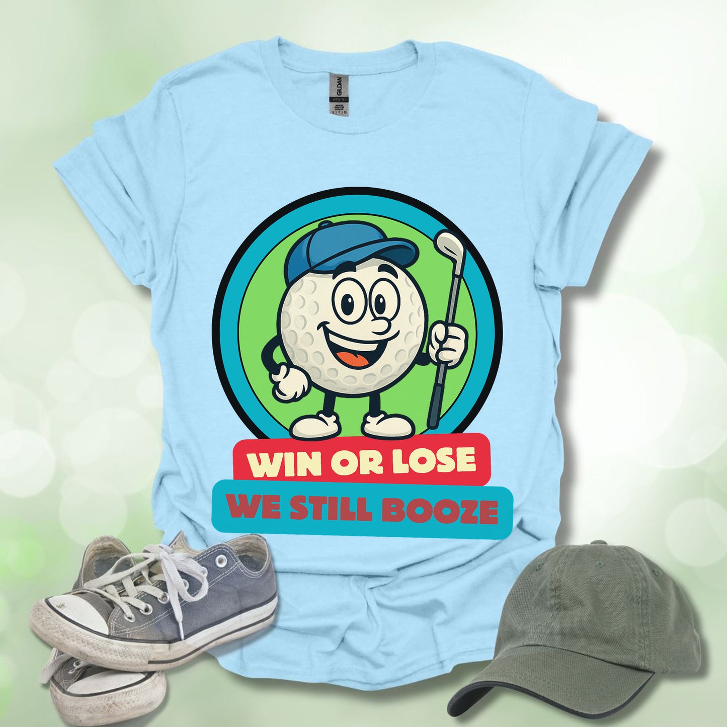 Golf T-shirt - Win or Lose, We Still Booze