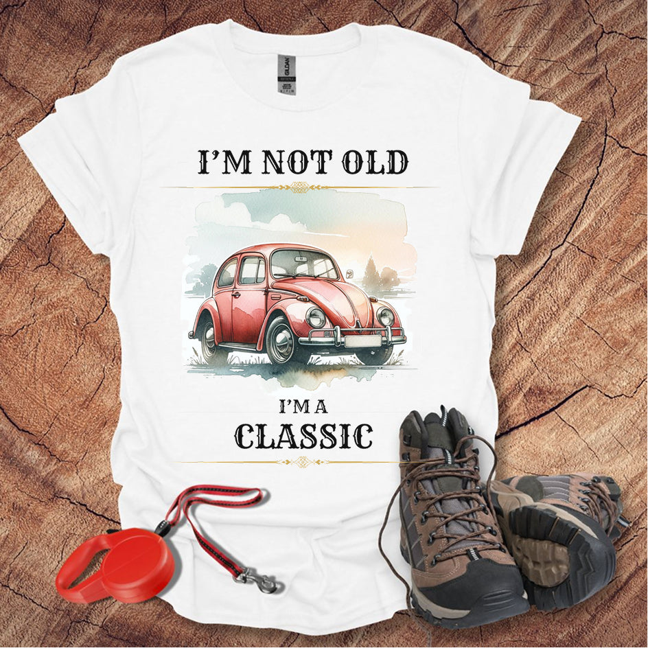 Classic VW Bug Car Lover T-Shirt - "I'm Not Old, I'm A Classic"