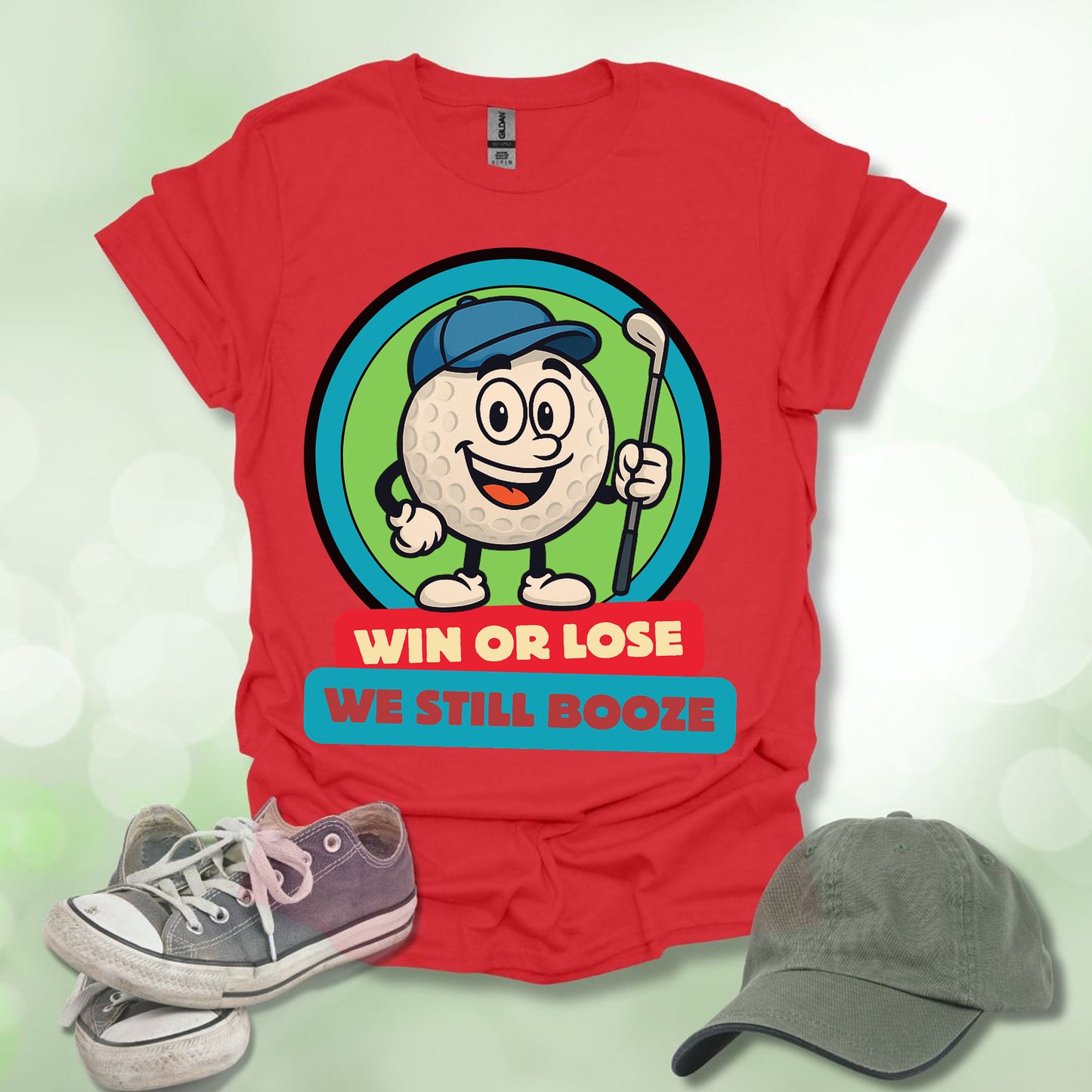 Golf T-shirt - Win or Lose, We Still Booze