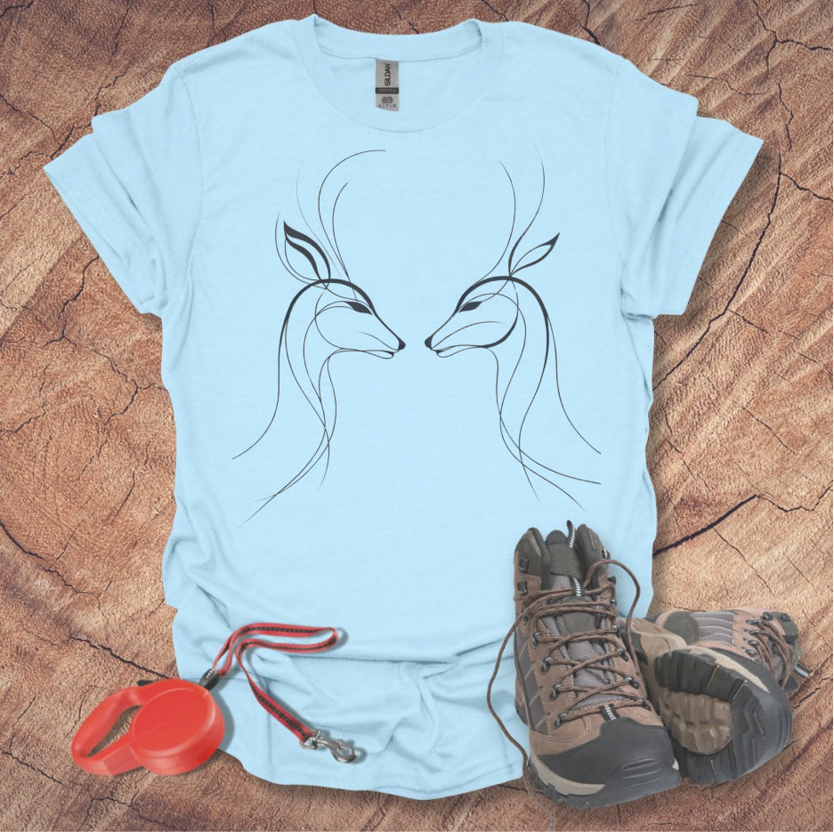 Minimalist Deer Faces T-Shirt