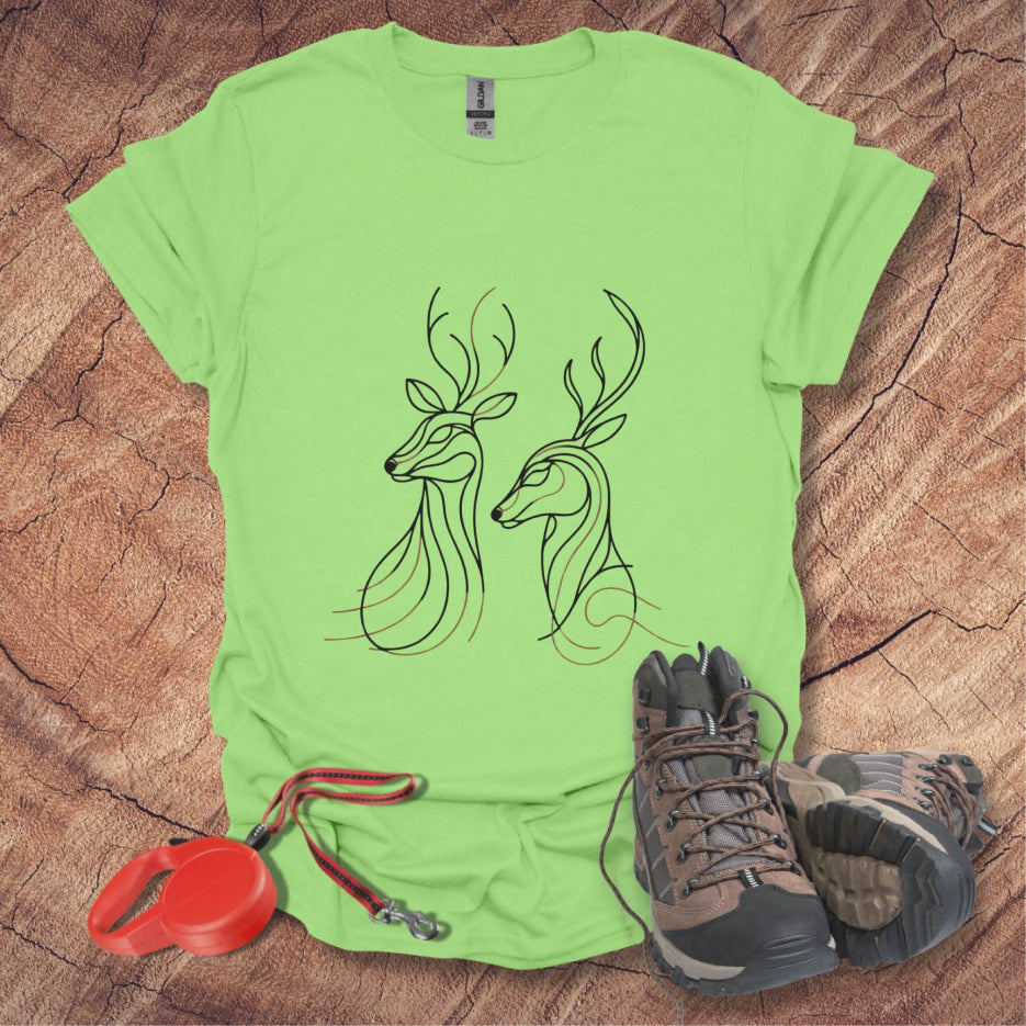 Elegant Deer Line Art T-Shirt