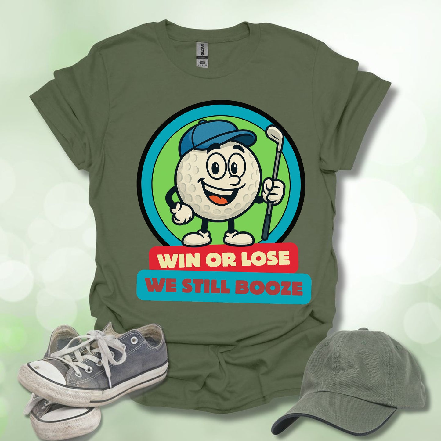 Golf T-shirt - Win or Lose, We Still Booze