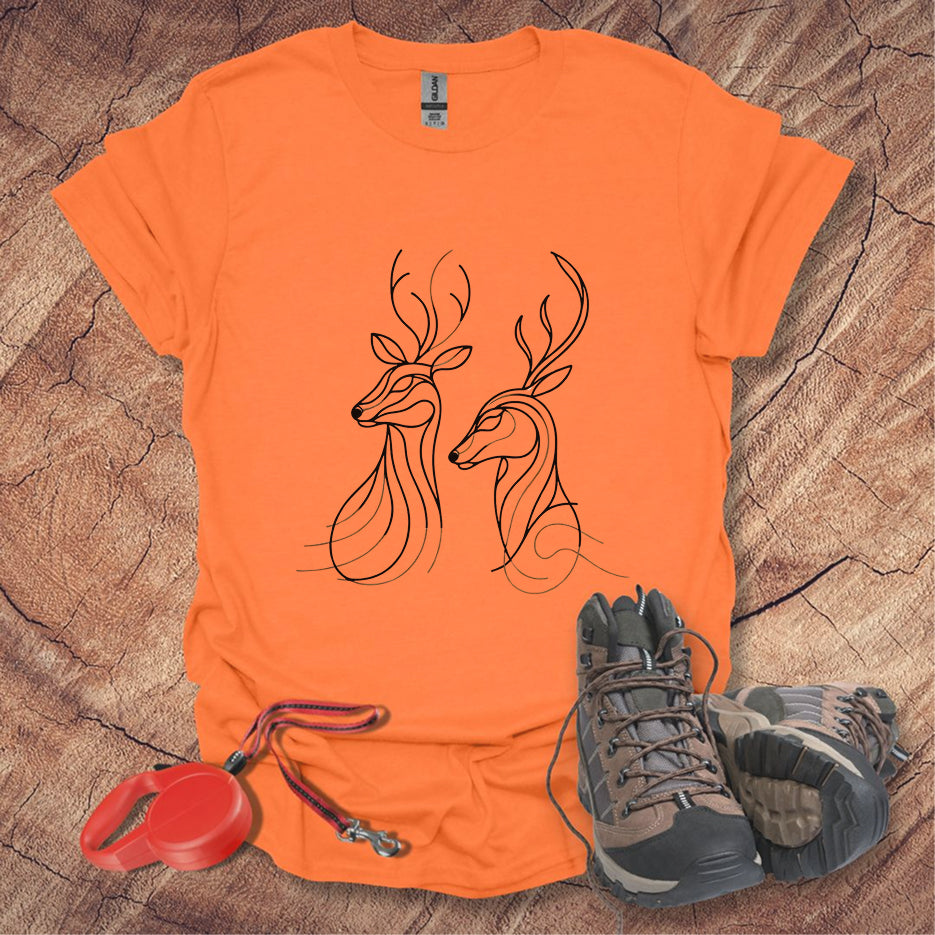 Elegant Deer Line Art T-Shirt