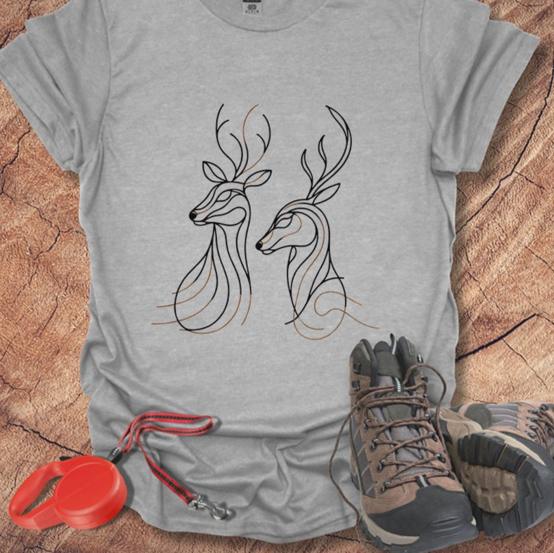 Elegant Deer Line Art T-Shirt