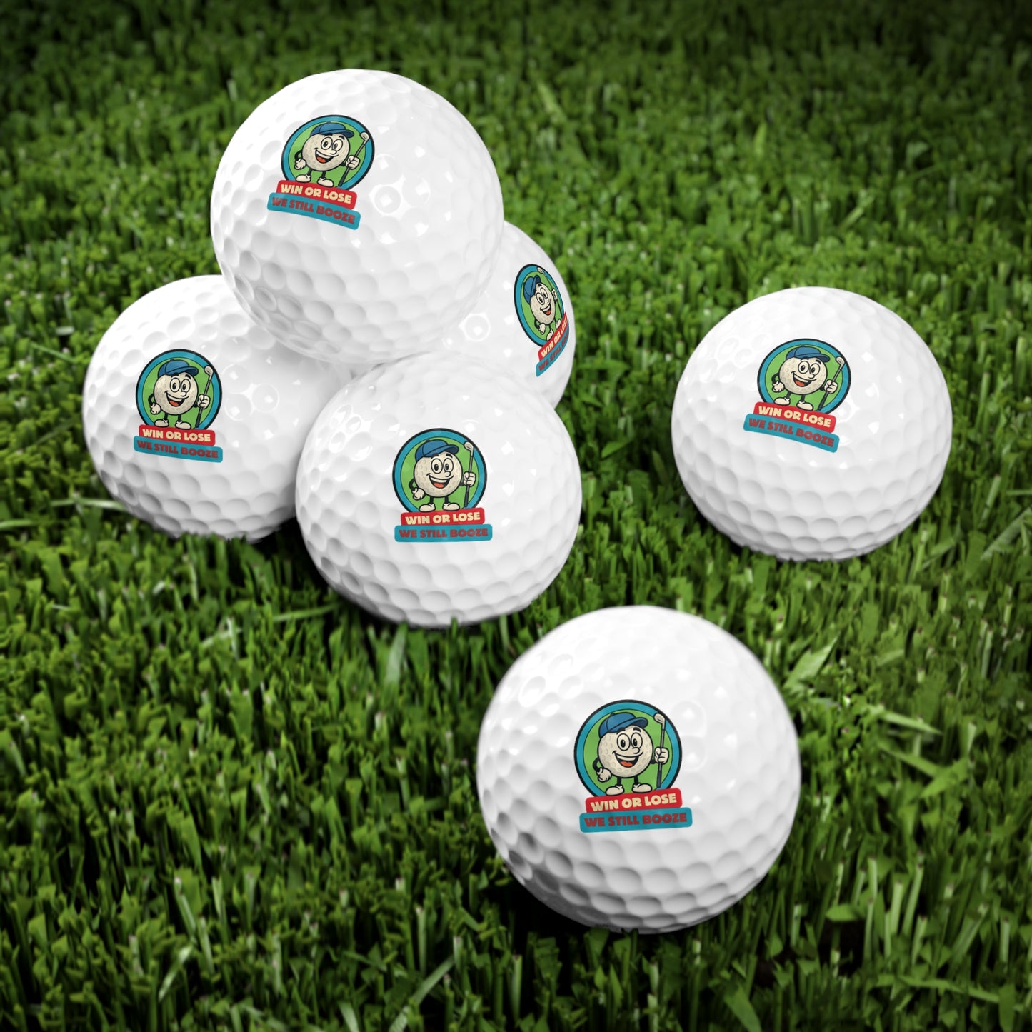 Funny Golf Balls - "Win or Lose, We Still Booze" - Pack of 6